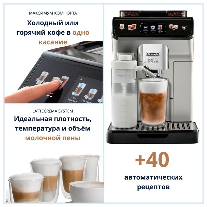Кофемашина автоматическая De’Longhi ECAM450.55.S, дисплей, 19 бар фото 5