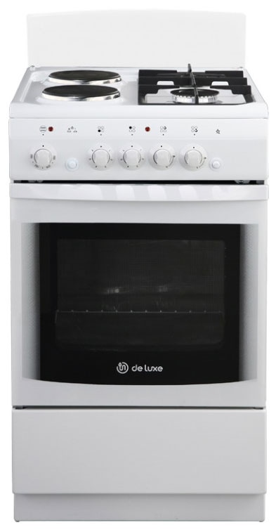 Комбинированная плита De luxe 506022.03гэ(щ) ЧР-030 50 см, 54 л, 4 конфорки, белый фото 1