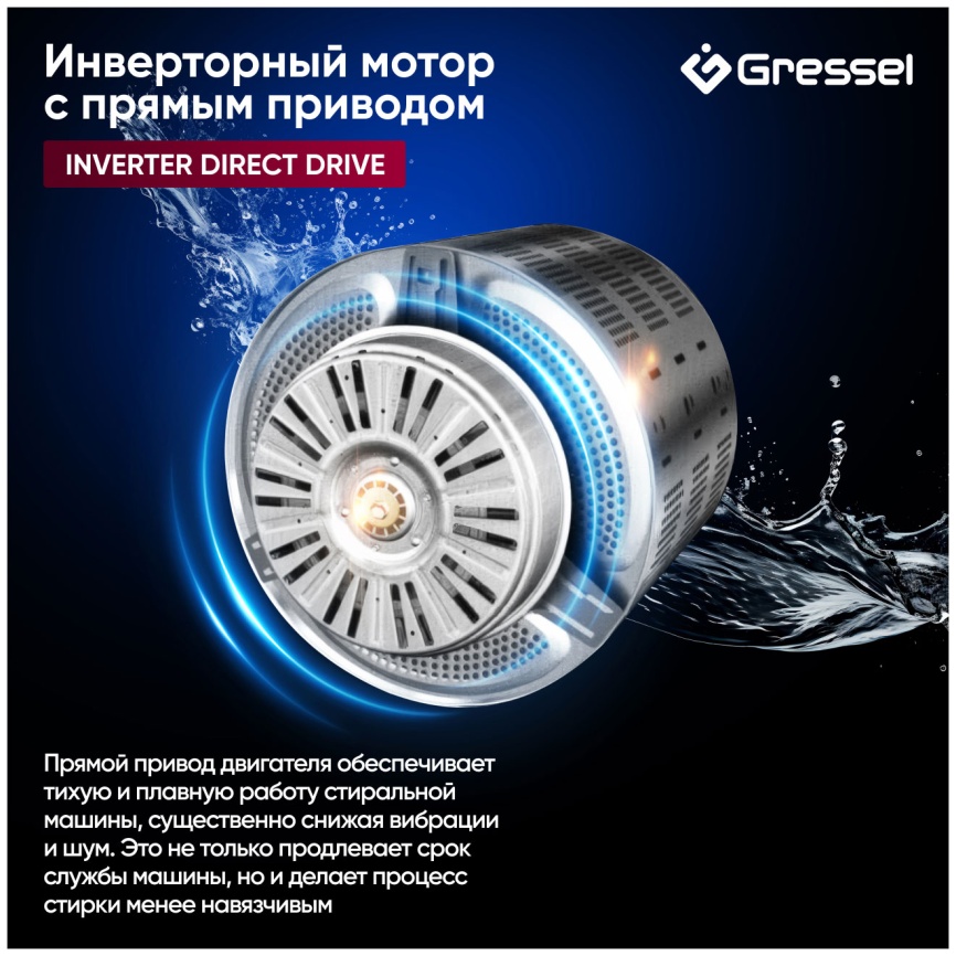 Стиральная машина с сушкой Gressel UBS603 автомат 10,5 кг, черный фото 9