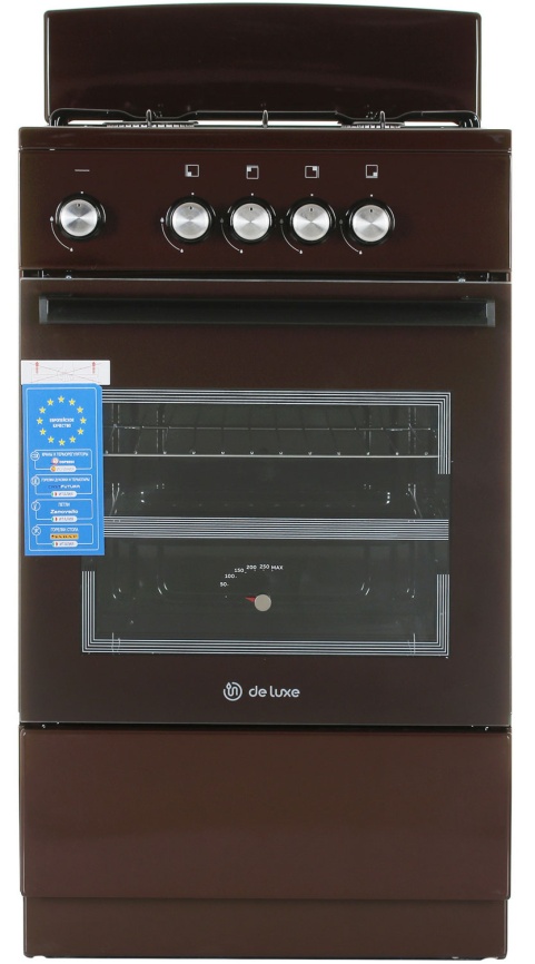 Газовая плита De luxe 5040.48г (щ)-014 50 см, 43 л, 4 конфорки, коричневый фото 1