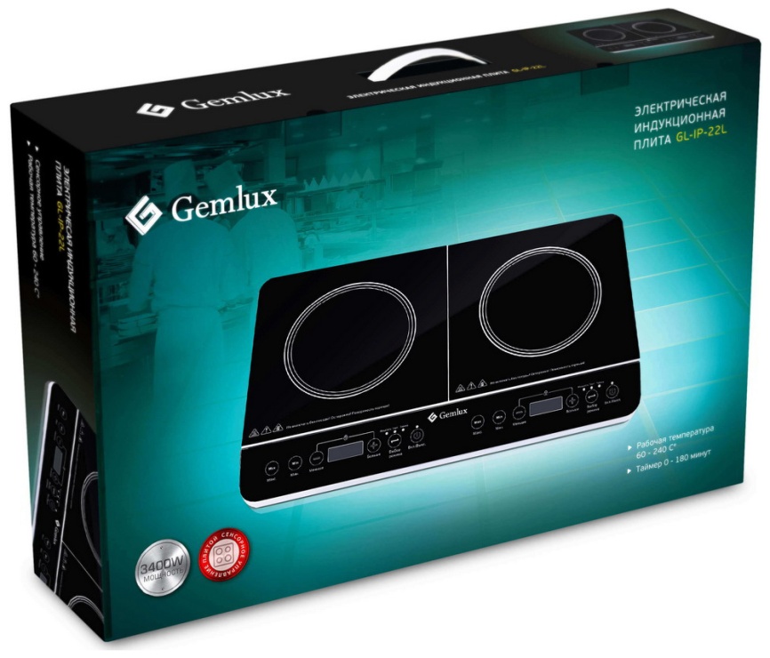 Настольная плита Gemlux GL-IP-22 L 65 см, 2 конфорки, черный фото 3