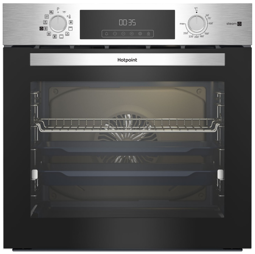 Электрический духовой шкаф Hotpoint HSTF 1231 JSAH IX 59 см, 72 л гриль конвекция, серебристый фото 1