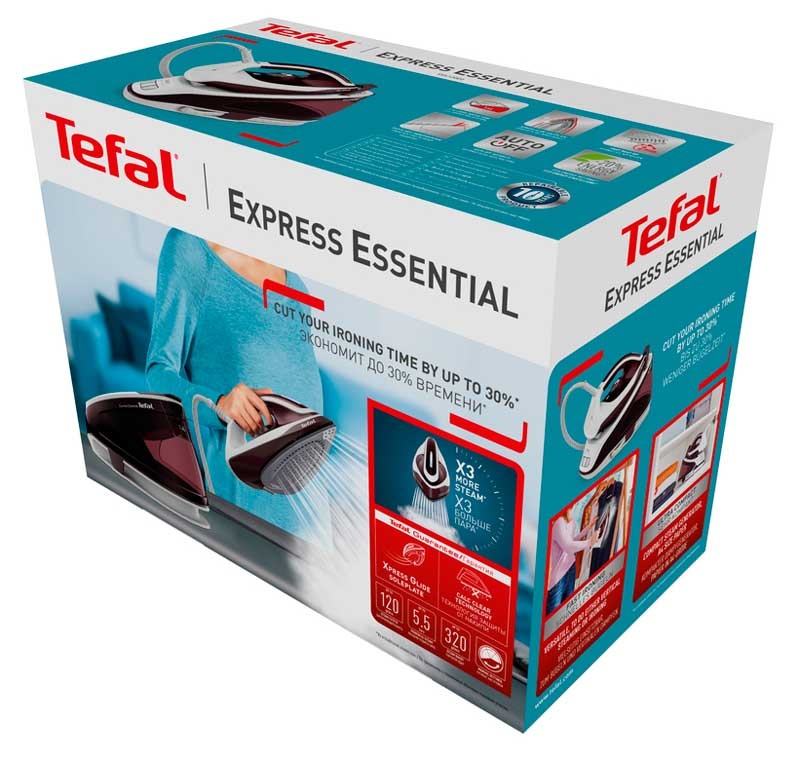 Парогенератор Tefal Express Essential SV6120E0, 5,5 бар, бордовый фото 9