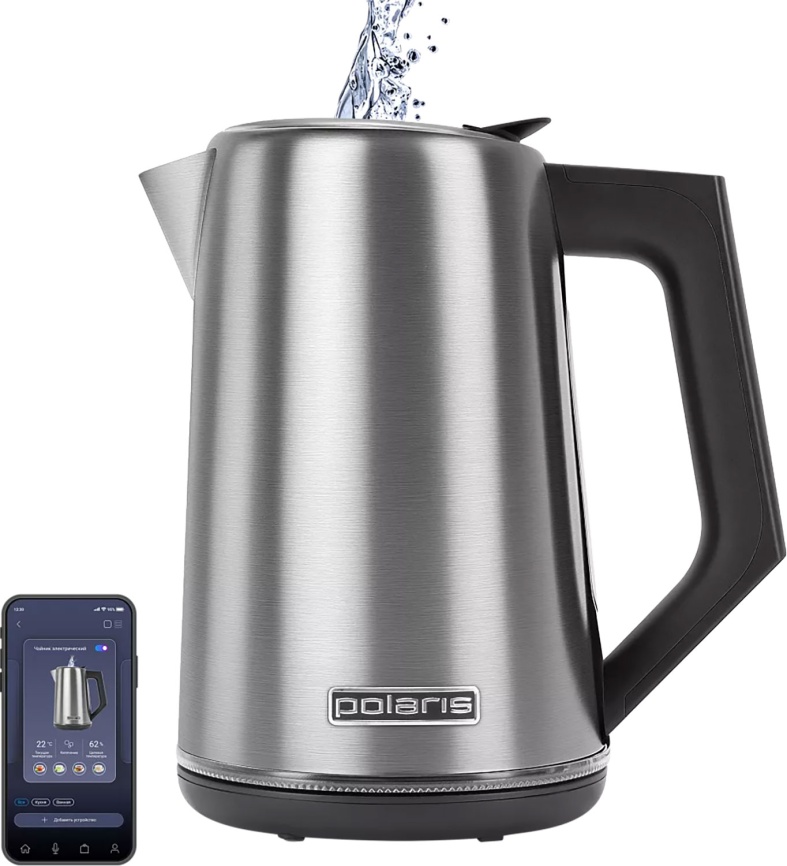 Чайник электрический Polaris PWK 1746 CAD Wi-Fi IQ Home, стальной фото 1
