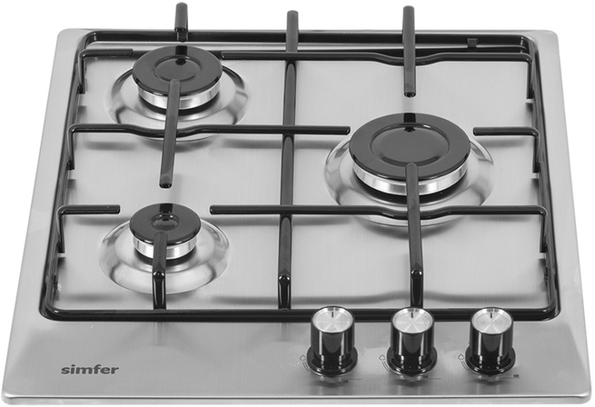 Газовая варочная панель Simfer H 45 V 30 M 411 45 см, 3 конфорки электроподжиг, серебристый фото 2
