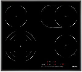 Электрическая варочная панель Haier HHY-C64TOVB 59 см, 4 конфорки стеклокерамика, черный