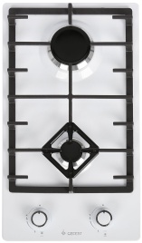 Газовая варочная панель Gefest ПВГ 1003 30 см, 2 конфорки эмаль электроподжиг газконтроль, белый