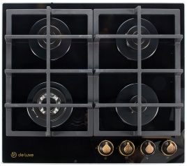 Газовая варочная панель De luxe GG4 750229F-TC-150 58 см, 4 конфорки электроподжиг газконтроль, черный