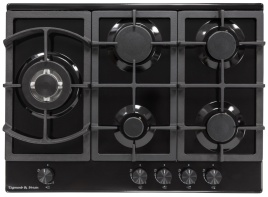 Газовая варочная панель Zigmund & Shtain G 14.7 B 69 см, 5 конфорок электроподжиг газконтроль, черный