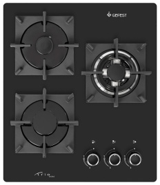 Газовая варочная панель Gefest ПВГ 2100-01 К33 45 см, 3 конфорки электроподжиг газконтроль, черный