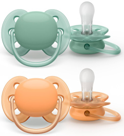 Соска-пустышка Philips Avent SCF091/03 ultra soft нежно-зеленая/оранжевая без рисунка