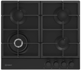 Газовая варочная панель Indesit THPM 642 WS/BL/I 58 см, 4 конфорки электроподжиг газконтроль, черный