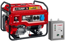 Бензиновый генератор Зубр СБА-5500, однофазный с автозапуском