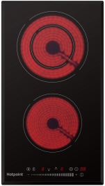 Электрическая варочная панель Hotpoint HR 3O4 BAS 28 см, 2 конфорки стеклокерамика, черный