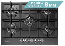 Газовая варочная панель Gefest ВГ 2342 70 см, 5 конфорок электроподжиг газконтроль, черный