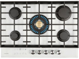 Газовая варочная панель Hiberg VM 7155 W 68 см, 5 конфорок электроподжиг газконтроль, белый