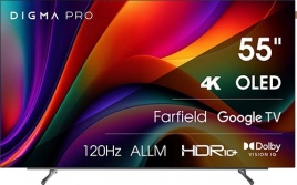 Телевизор Digma PRO 55M, 55 дюйма, 4K Ultra HD, смарт ТВ, Google TV, черный