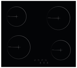 Электрическая варочная панель Simfer H60D14B020 59 см, 4 конфорки стеклокерамика, черный