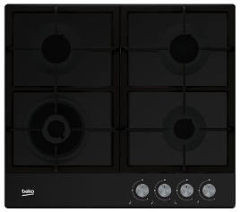 Газовая варочная панель Beko HIAW64225SB 58 см, 4 конфорки электроподжиг газконтроль, черный