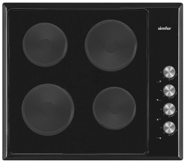 Электрическая варочная панель Simfer H60E04B016 60 см, 4 конфорки эмалированная сталь электроподжиг, черный