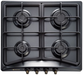 Газовая варочная панель De luxe 5840.00 гмв - 059ЧР 58 см, 4 конфорки электроподжиг, черный матовый
