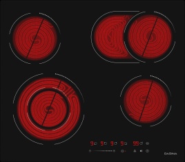 Электрическая варочная панель Darina 6P E328 B 59 см, 4 конфорки стеклокерамика, черный