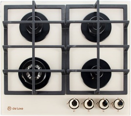 Газовая варочная панель De luxe GG4 750229F-TC-152 58 см, 4 конфорки электроподжиг газконтроль, бежевый