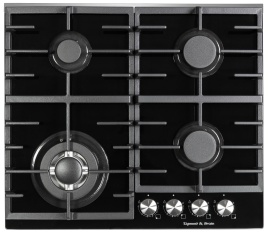 Газовая варочная панель Zigmund & Shtain M 28.6 B 28 см, 4 конфорки электроподжиг газконтроль, черный