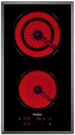 Электрическая варочная панель Haier HHY-C32DVB 28 см, 2 конфорки стеклокерамика электроподжиг, черный