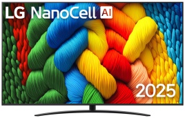 Телевизор LG 86NANO81A6A.ARUG, 86 дюймов, 4K Ultra HD, смарт ТВ, WebOS 25, черный
