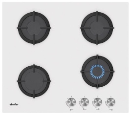 Газовая варочная панель Simfer H60N40W416 60 см, 3 конфорки электроподжиг, белый