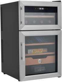 Винный шкаф-хьюмидор Zugel ZTH80DX нержавеющая сталь