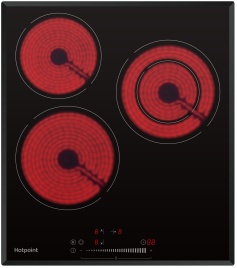 Электрическая варочная панель Hotpoint HR 4O3 BAS 45 см, 3 конфорки стеклокерамика, черный