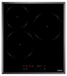 Электрическая варочная панель Haier HHY-C53NVB 45 см, 3 конфорки стеклокерамика, черный