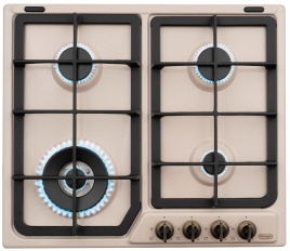 Газовая варочная панель De’Longhi OWF 46 PRO RUS 58 см, 4 конфорки электроподжиг газконтроль, бежевый