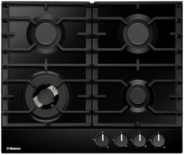 Газовая варочная панель Hansa BHGS611839 59 см, 4 конфорки электроподжиг газконтроль, черный