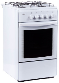 Газовая плита Flama RG 24026 W 50 см, 50 л, 4 конфорки, белый