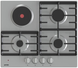 Комбинированная варочная панель Gorenje GE681X 60 см, 4 конфорки газконтроль, серебристый