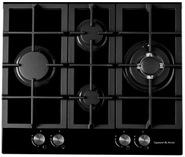 Газовая варочная панель Zigmund & Shtain MN 155.61 B 60 см, 4 конфорки электроподжиг газконтроль, черный