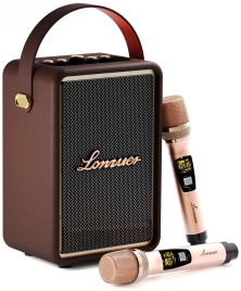 Портативная колонка с двумя микрофонами Lonzuer Running коричневый