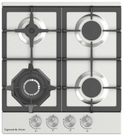 Газовая варочная панель Zigmund & Shtain G 15.4 S 46 см, 4 конфорки электроподжиг газконтроль, серебристый