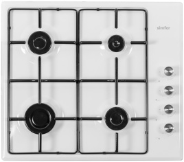 Газовая варочная панель Simfer H 60 Q 40 W 411 60 см, 4 конфорки, белый