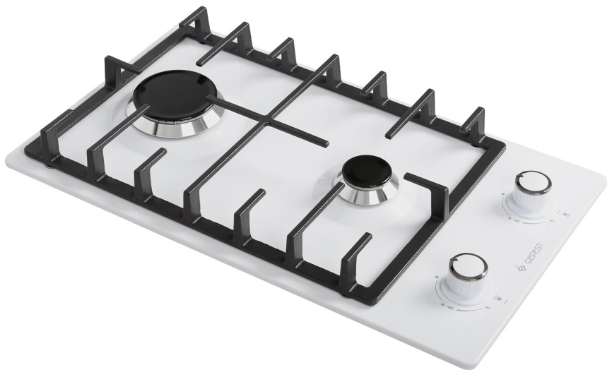 Газовая варочная панель Gefest ПВГ 1003 30 см, 2 конфорки эмаль электроподжиг газконтроль, белый фото 2