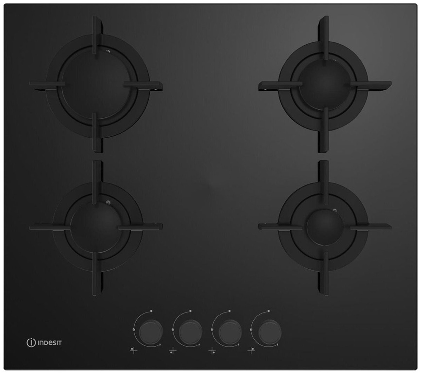 Газовая варочная панель Indesit INGT 61 IC/BK 59 см, 4 конфорки электроподжиг газконтроль, черный фото 1