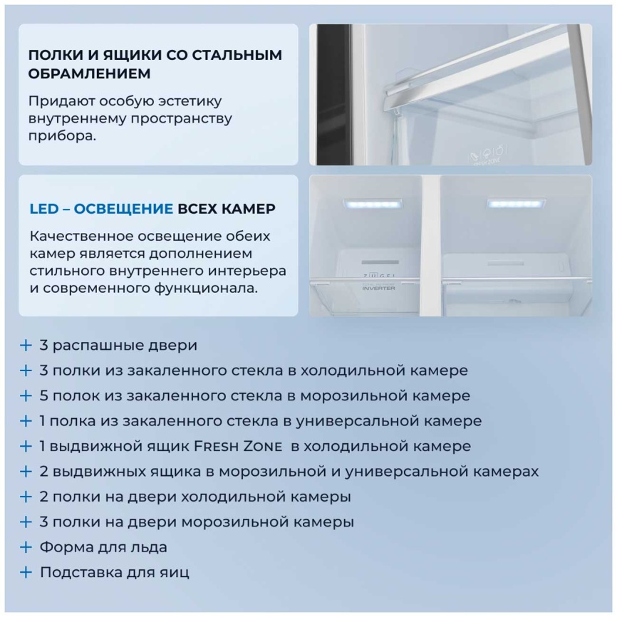Холодильник Side-by-Side Zugel ZRTD459GW No frost, белый фото 7