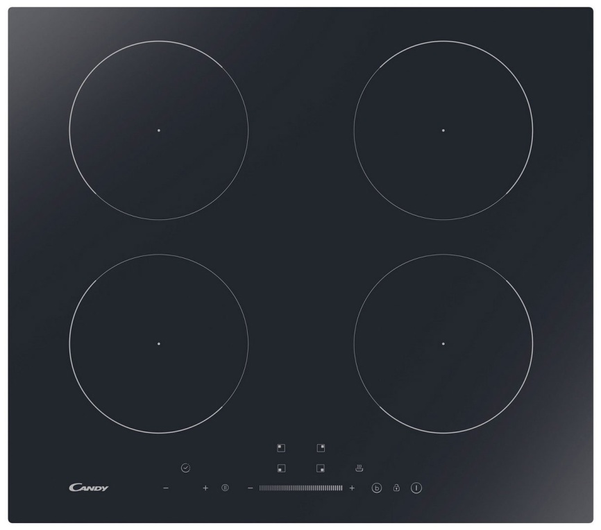 Электрическая варочная панель Candy CIS642SCTT 59 см, 4 конфорки стеклокерамика электроподжиг, черный фото 1