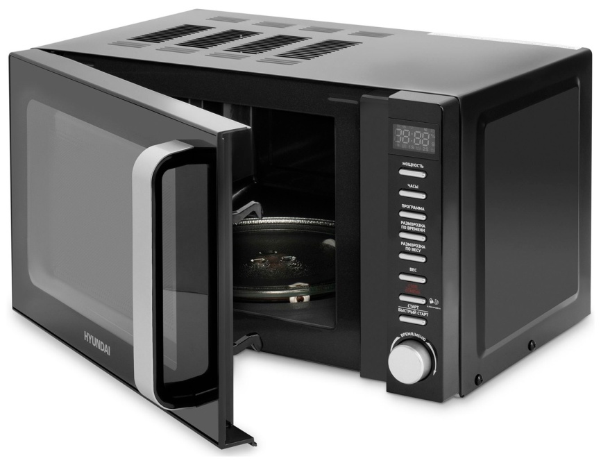 Микроволновая печь - СВЧ Hyundai HYM-D3034, 20 л, 700 Вт, черный/хром фото 8
