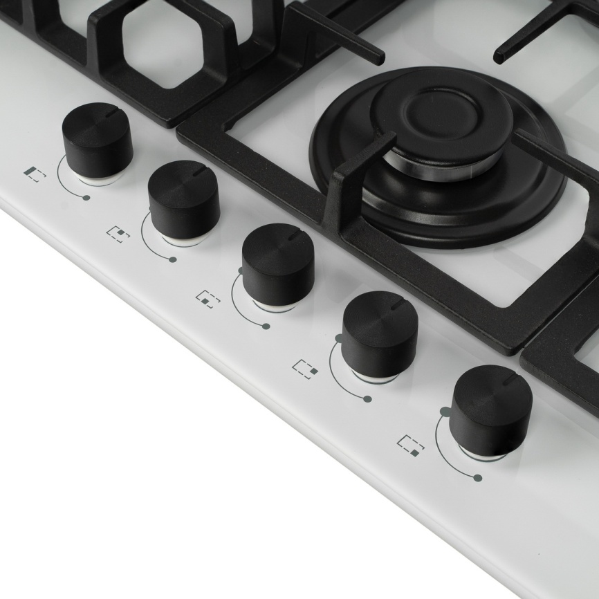 Газовая варочная панель De’Longhi GERMANA 7GW BB 69 см, 5 конфорок электроподжиг газконтроль, белый фото 5