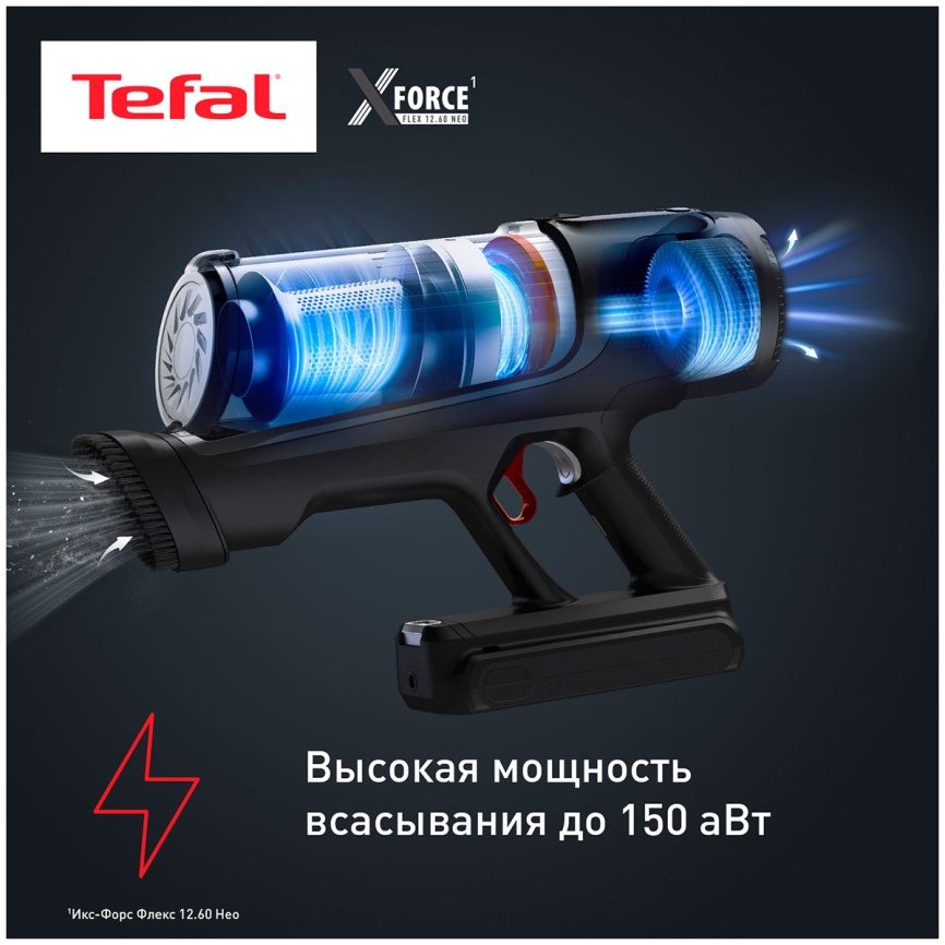 Пылесос вертикальный Tefal X-Force Flex 12.60 Neo TY9LC1WO, синий/серый фото 4