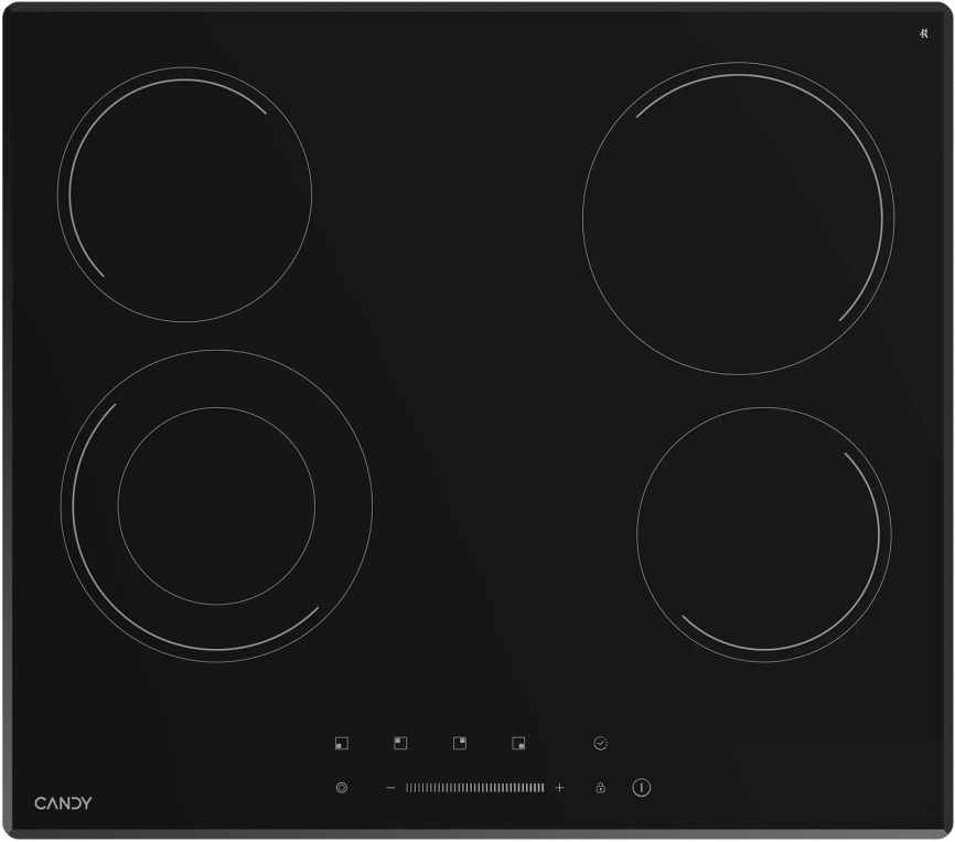 Электрическая варочная панель Candy CHXC64TDVB 58 см, 4 конфорки стеклокерамика, черный фото 1
